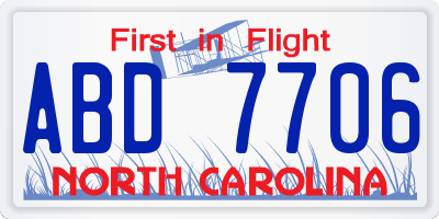 NC license plate ABD7706