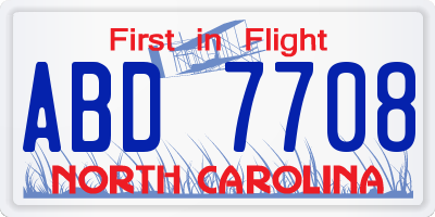 NC license plate ABD7708
