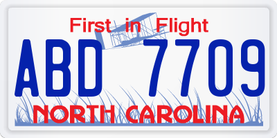 NC license plate ABD7709