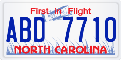 NC license plate ABD7710