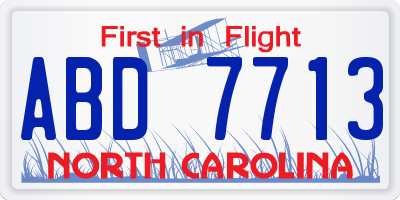 NC license plate ABD7713
