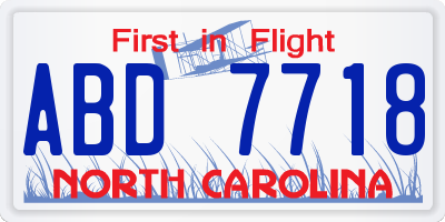 NC license plate ABD7718