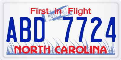 NC license plate ABD7724