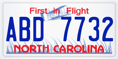 NC license plate ABD7732