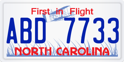 NC license plate ABD7733
