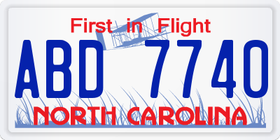 NC license plate ABD7740