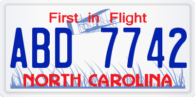 NC license plate ABD7742