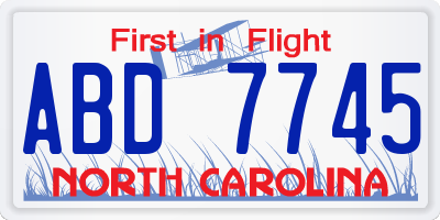NC license plate ABD7745