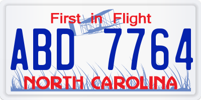 NC license plate ABD7764