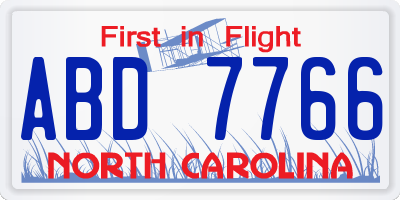 NC license plate ABD7766
