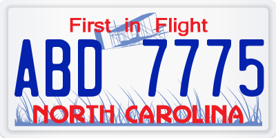NC license plate ABD7775