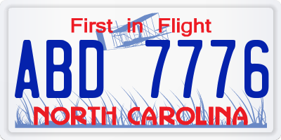NC license plate ABD7776
