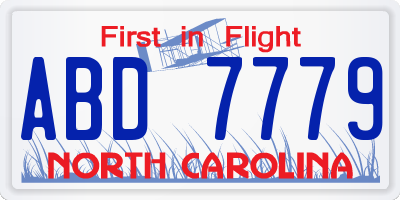 NC license plate ABD7779