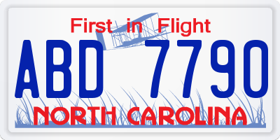 NC license plate ABD7790
