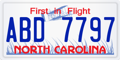 NC license plate ABD7797