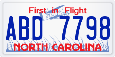 NC license plate ABD7798