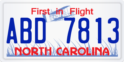 NC license plate ABD7813