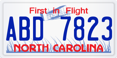 NC license plate ABD7823