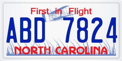 NC license plate ABD7824