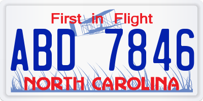 NC license plate ABD7846