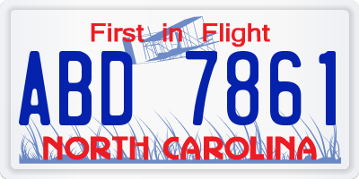 NC license plate ABD7861