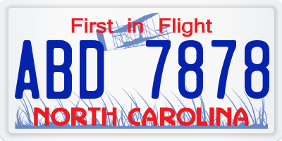 NC license plate ABD7878
