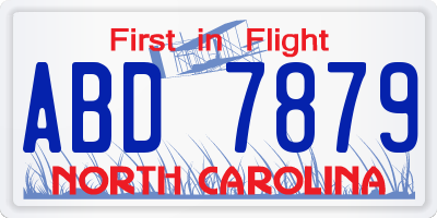 NC license plate ABD7879