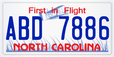 NC license plate ABD7886
