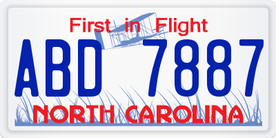 NC license plate ABD7887