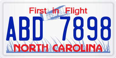 NC license plate ABD7898