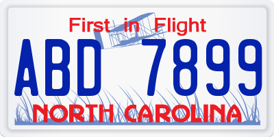 NC license plate ABD7899