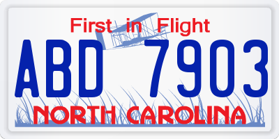 NC license plate ABD7903