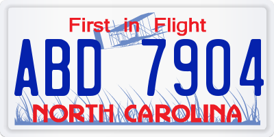 NC license plate ABD7904
