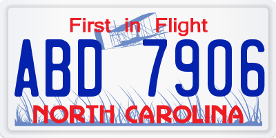 NC license plate ABD7906