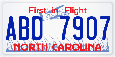 NC license plate ABD7907