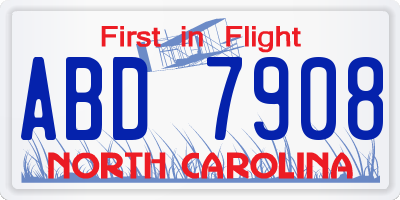 NC license plate ABD7908