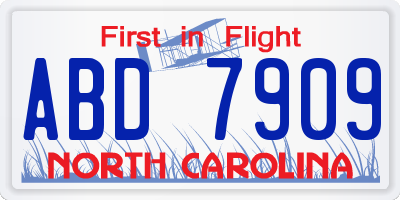 NC license plate ABD7909
