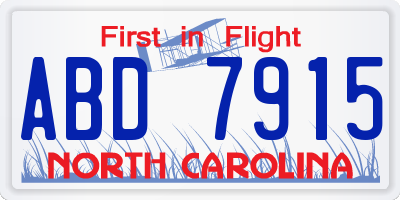 NC license plate ABD7915
