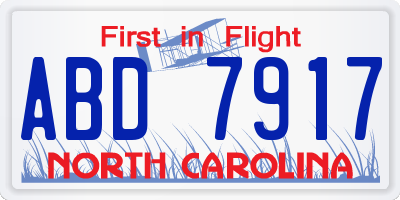 NC license plate ABD7917