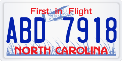 NC license plate ABD7918