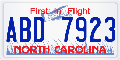 NC license plate ABD7923