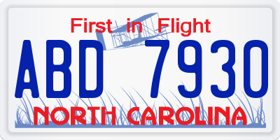 NC license plate ABD7930