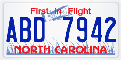NC license plate ABD7942