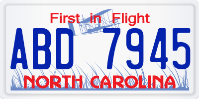 NC license plate ABD7945