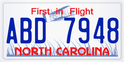 NC license plate ABD7948