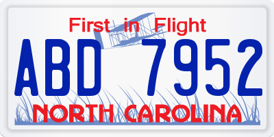 NC license plate ABD7952