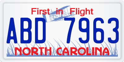 NC license plate ABD7963