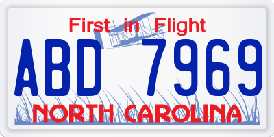 NC license plate ABD7969