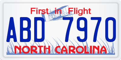 NC license plate ABD7970