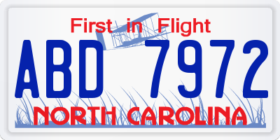 NC license plate ABD7972